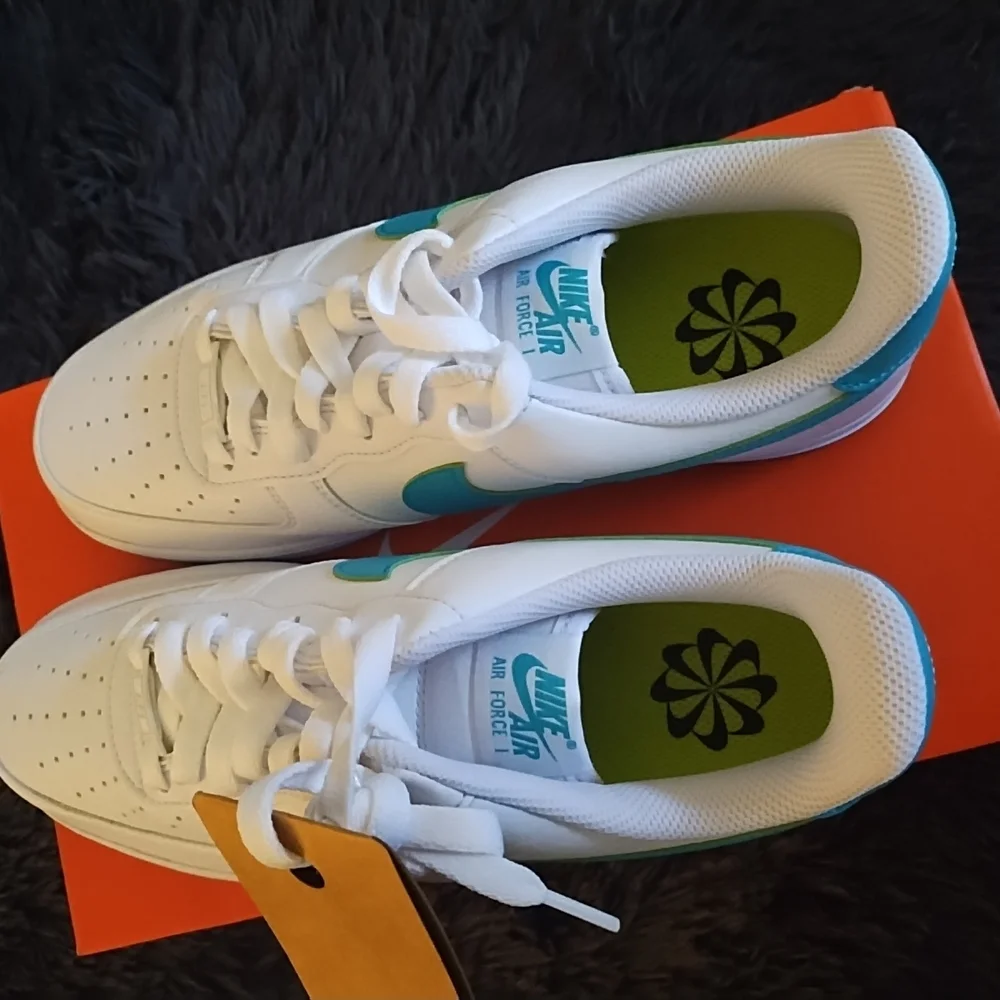 White and Teal Sneakers - Picture 7 of 8
